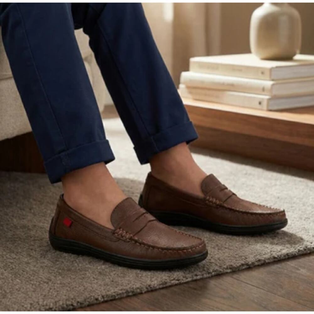 Marc Joseph Kids Brown Grainy Union Street Moccasin Loafer Shoes Size 13